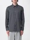 Emporio Armani Geometric Print Cotton Shirt With Button-down Collar In Blue