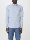 Emporio Armani Logo Cotton Shirt With Button Cuffs In Hellblau