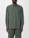 Emporio Armani Logo-patch Organic Cotton Shirt In Military