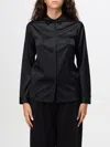 Emporio Armani Silk Shirt With Buttoned Cuffs And Spread Collar In Schwarz