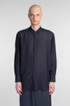 Emporio Armani Shirt In Blue Wool And Polyester In Blue