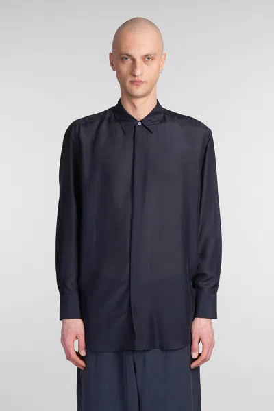 Emporio Armani Shirt In Blue Wool And Polyester