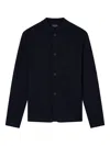 Emporio Armani Icon Knitted Jacket With Guru Collar In Black