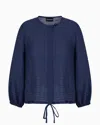 Emporio Armani Official Store Shirt Jacket In Gingham-effect Seersucker Fabric In Blue