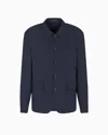 Emporio Armani Shirt Jacket In Technical Seersucker Fabric In Blue
