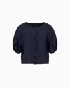 Emporio Armani Shirt Jacket With Check Motif Twisted Sleeves In Blue