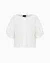 Emporio Armani Shirt Jacket With Check Motif Twisted Sleeves In White