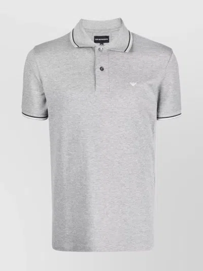 Emporio Armani Shirt With Collar And Side Slits In Gray