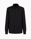 Emporio Armani Shirt With Foulard Collar In Lightweight, Jacquard-pattern Viscose In Black