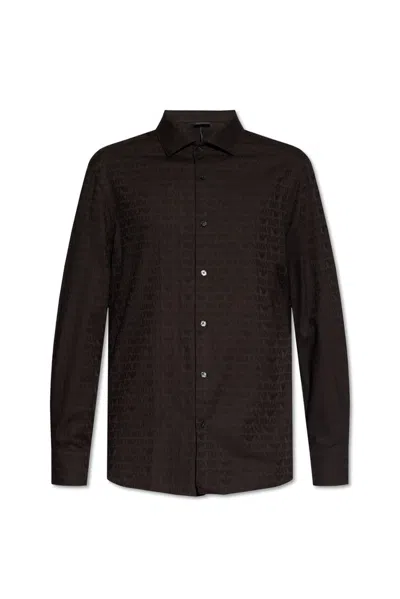 Emporio Armani Shirt With Monogram In Brown