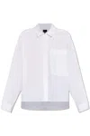 Emporio Armani Poplin Shirt With Asymmetric Hem And Patch Pocket In White