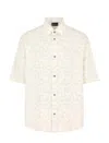 Emporio Armani Asv Lyocell-blend Short-sleeved Shirt With All-over Eagle And Seaside Theme Print