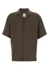Emporio Armani Camicia In Misto Modal Marrone  Uomo