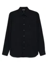 Emporio Armani Navy Blue Logo Patch Shirt In Black