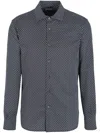Emporio Armani Printed Stretch-cotton Shirt With Button-down Collar
