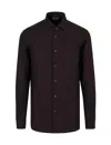 Emporio Armani Long-sleeved Lapel Full-body Logo Jacquard Shirt In Logo Nero