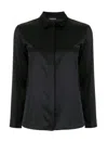 Emporio Armani Silk Shirt With Buttoned Cuffs And Spread Collar In Black