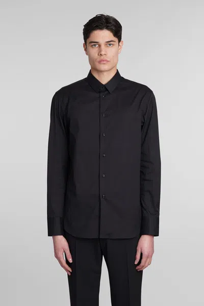 Emporio Armani Plain Long-sleeved Buttoned Shirt In Black