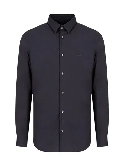Emporio Armani Shirt In Cotton Blend In Blue