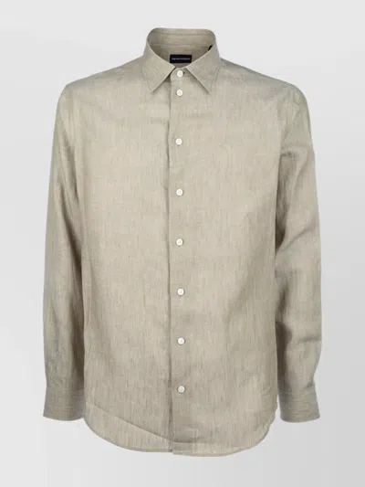 Emporio Armani Shirts Collared Long Sleeves In Neutral