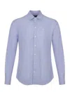 Emporio Armani Shirt Made Of Linen Blend. In Fantasia Righe Azzur