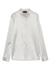 Emporio Armani Silk Shirt Satin Buttoned Cuffs In Sel De Camargue