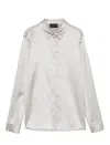 Emporio Armani Silk Shirt Satin Buttoned Cuffs In Sel De Camargue