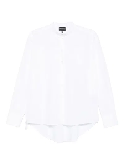 Emporio Armani Long Sleeve Top Curved Hem In White