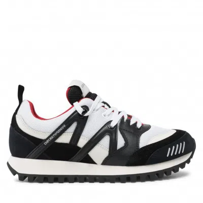 Emporio Armani Branded Low-top Lace-up Sneakers In Black