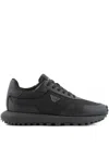 Emporio Armani Asv Recycled Nylon Sneakers With Regenerated Saffiano Details In Black