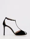 Emporio Armani Open Toe Stiletto T-bar Velvet Pumps In Black
