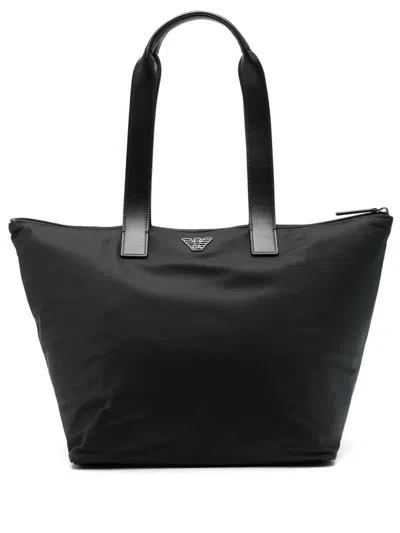 Emporio Armani Shopper And Pouch Set Bags In Black
