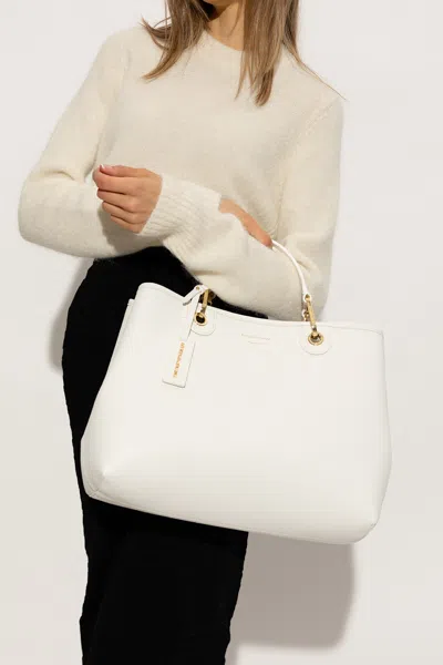 Emporio Armani Myea Medium Black Shopper Tote Bag In White