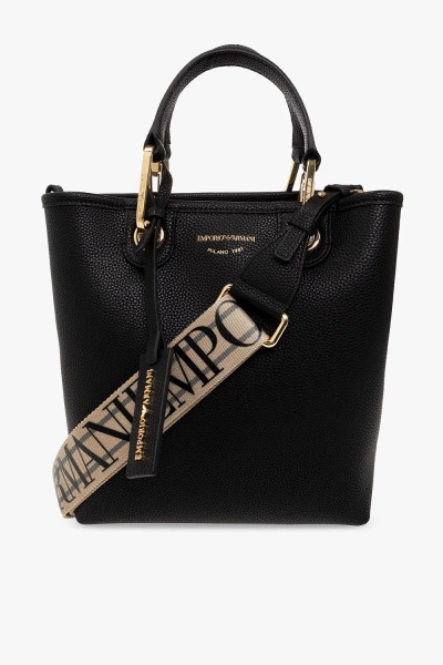 Emporio Armani Shopper Bag With Logo In Black