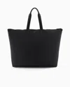 Emporio Armani Asv Large Recycled-nylon Shopper Bag In Black
