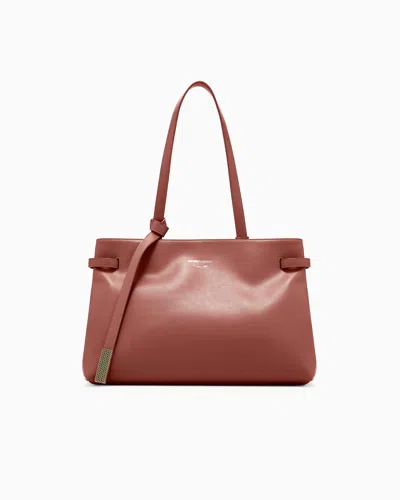 Emporio Armani Shoppers In Burgundy