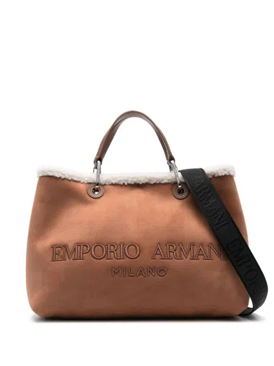 Emporio Armani Shopping Bag In Biscuit Cream