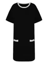 Emporio Armani Fringe-trim Ottoman Shift Dress In Black