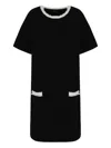 Emporio Armani Fringe-trim Ottoman Shift Dress In Black