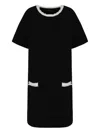Emporio Armani Fringe-trim Ottoman Shift Dress In Black