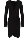 Emporio Armani Long Sleeve Pleated Jersey Dress In Black