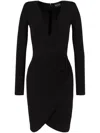 Emporio Armani Long Sleeve Pleated Jersey Dress In Black