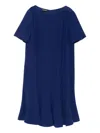 Emporio Armani Tecno Cady Dress With Stitched Pleats In Blue