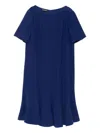 Emporio Armani Tecno Cady Dress With Stitched Pleats In Blue