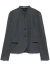 Emporio Armani Patterned-jacquard Jacket In Blue