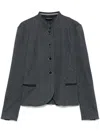 Emporio Armani Patterned-jacquard Jacket In Blue