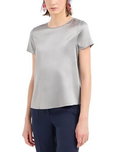 EMPORIO ARMANI SHORT SLEEVE BLOUSE IN STRETCH SILK