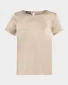 Emporio Armani Short-sleeve Crewneck Satin Tee In Neutral