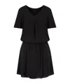 Emporio Armani Cotton Crepe Short Dress In Black