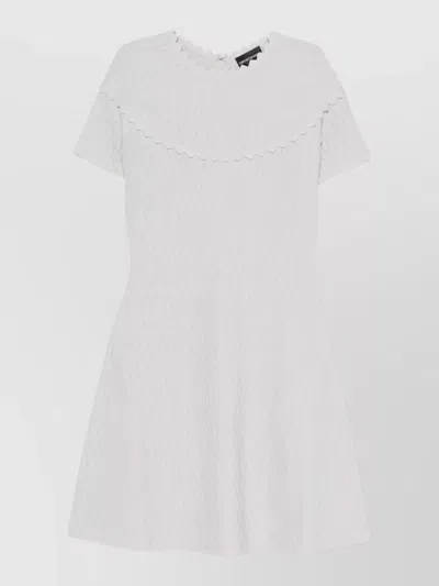 Emporio Armani Short Sleeve Dress Scalloped Neckline Design In White